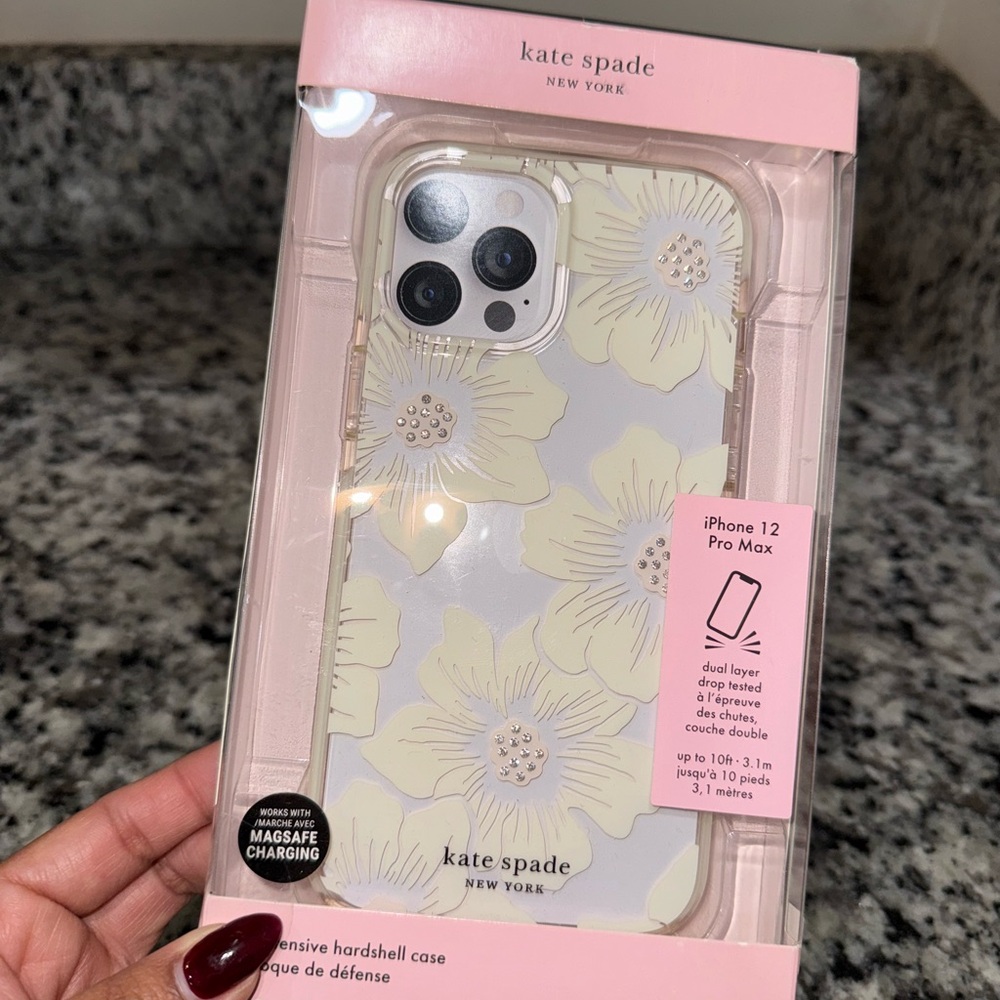 Kate Spade Floral iPhone 12 Pro Max Case - Cream and Gold